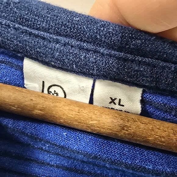 Tentree Shirt Mens XL Navy Blue Henley Hemp Organic Hooded Striped 10 Tree - Picture 3 of 11